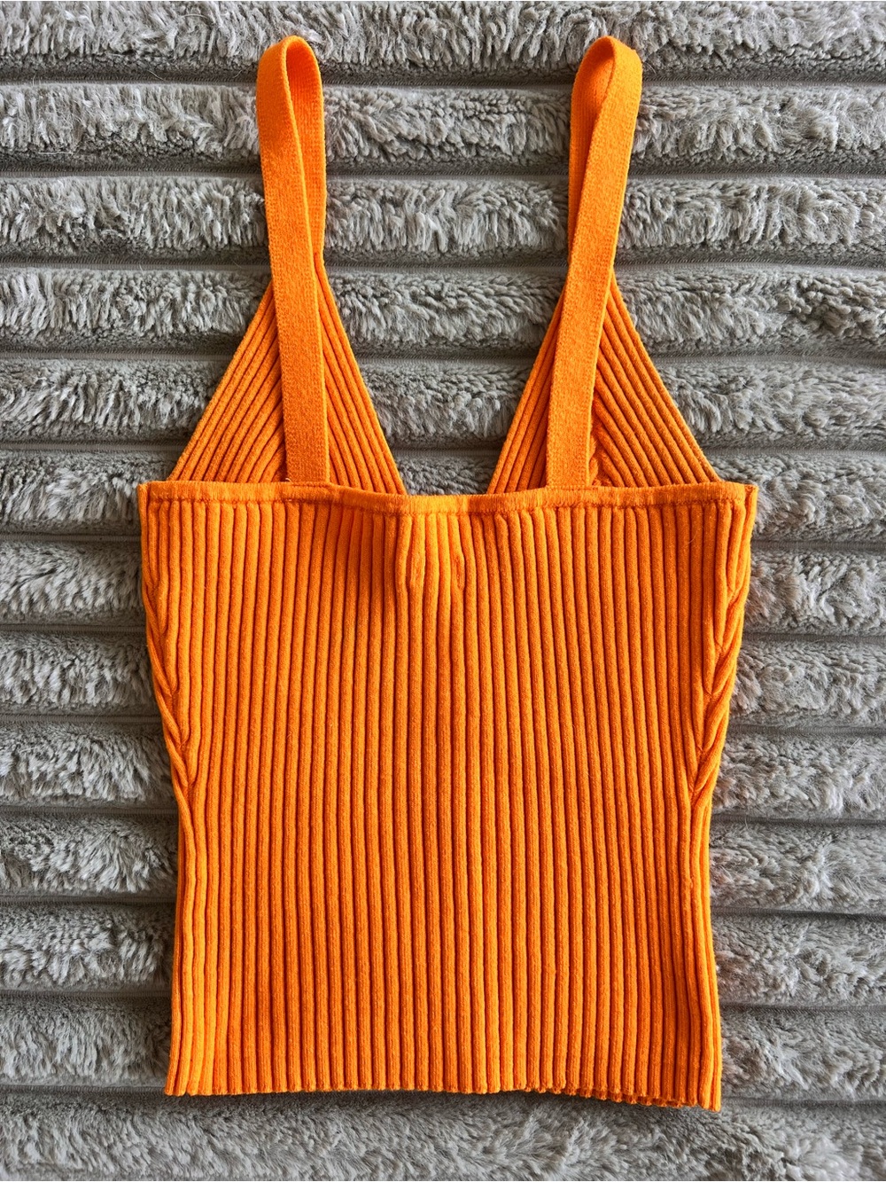 Aerie Ribbed Button-Front Orange Knit Tank Top Small - Picture 2 of 3